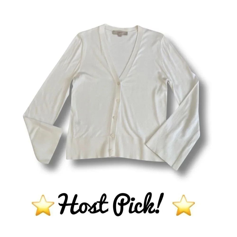 LOFT Cardigan Bell Sleeve Ivory Sweater • Small